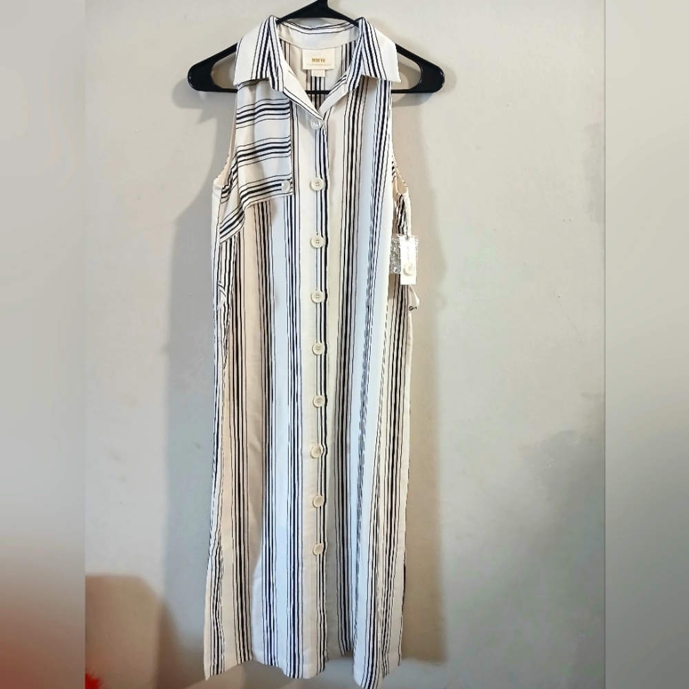 Anthropologie Maeve Striped Sleeveless Midi Button-Down Dress Sz 0